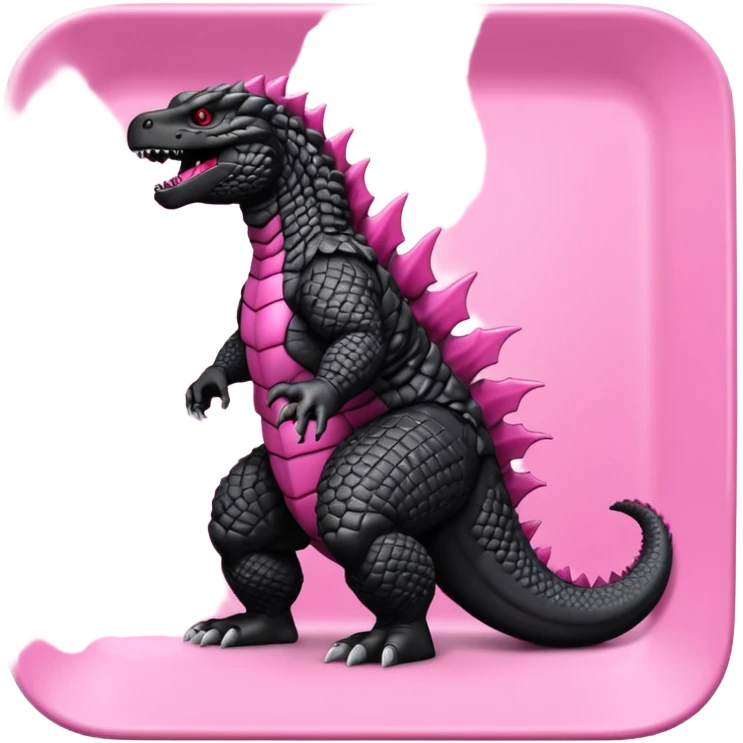 Godzilla Evolved pink plates black scales city backround emoji