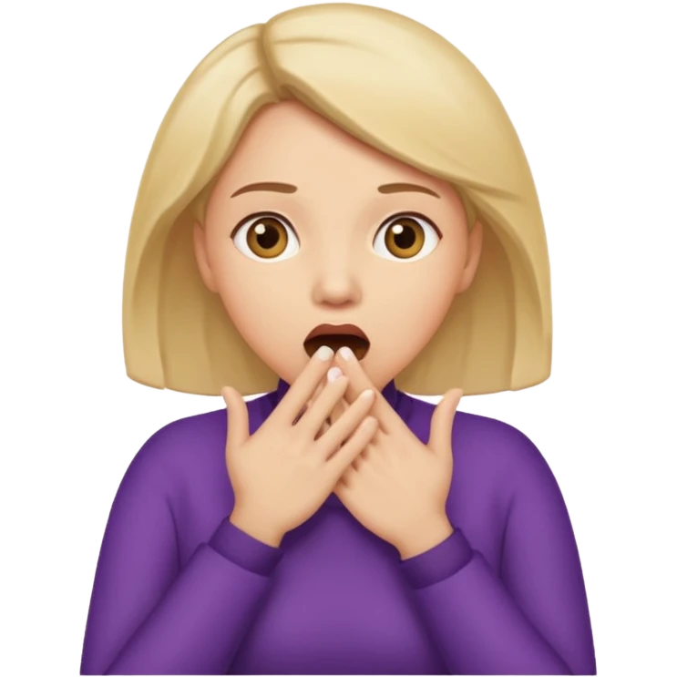woman surprised with her hands over her mouth, full body emoji