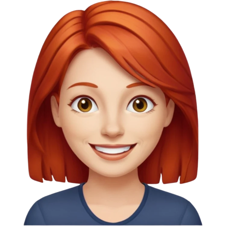 emoji of a 30-year-old woman, mature appearance, red hair, cheerful expression emoji