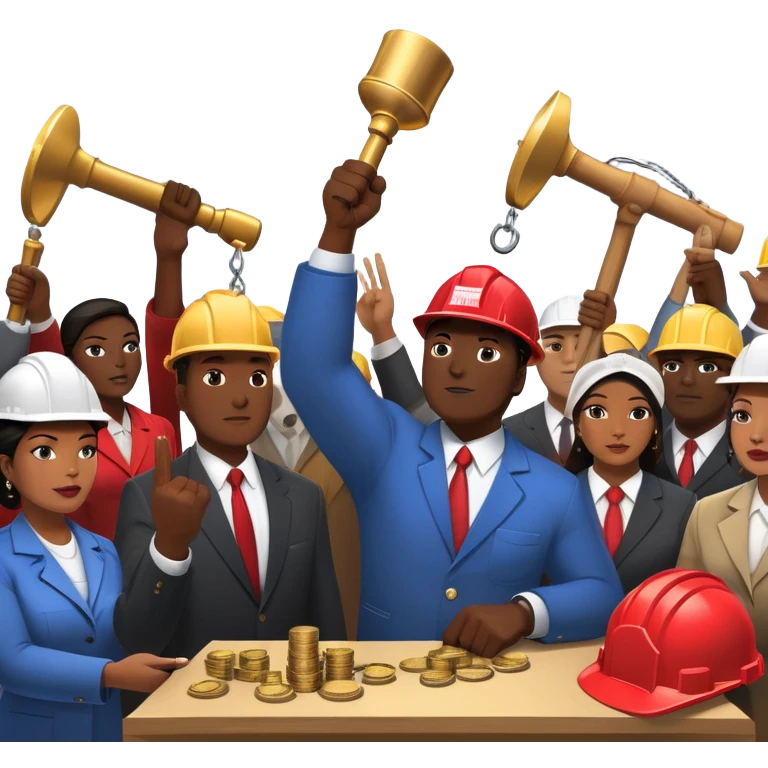 make me some cool custom emojis that will represent all kinds of things to do with trades/labour unions and things they do - strike, bargain, organise, that sort of thing, maybe 2 dozen of them? emoji