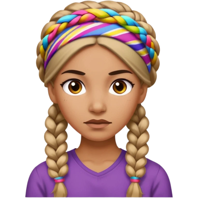 big lose braided woman face wiith big visible braids and headband on head emoji