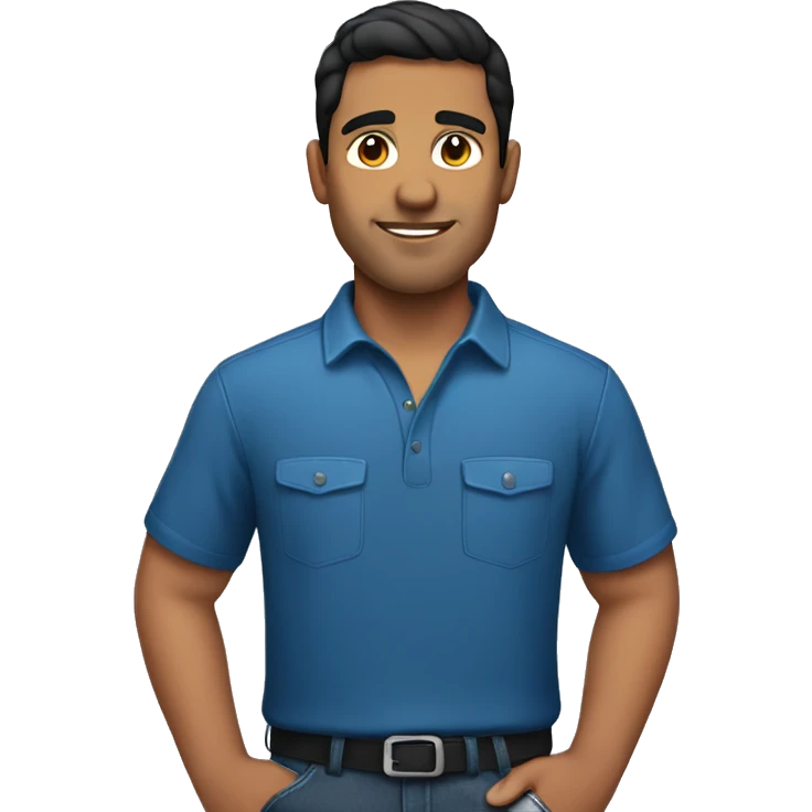 Hispanic man in blue and black shirt emoji