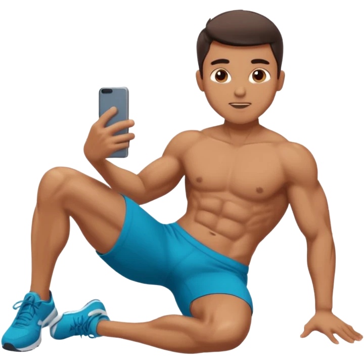 Man doing working out, doing crunches in athletic clothes emoji