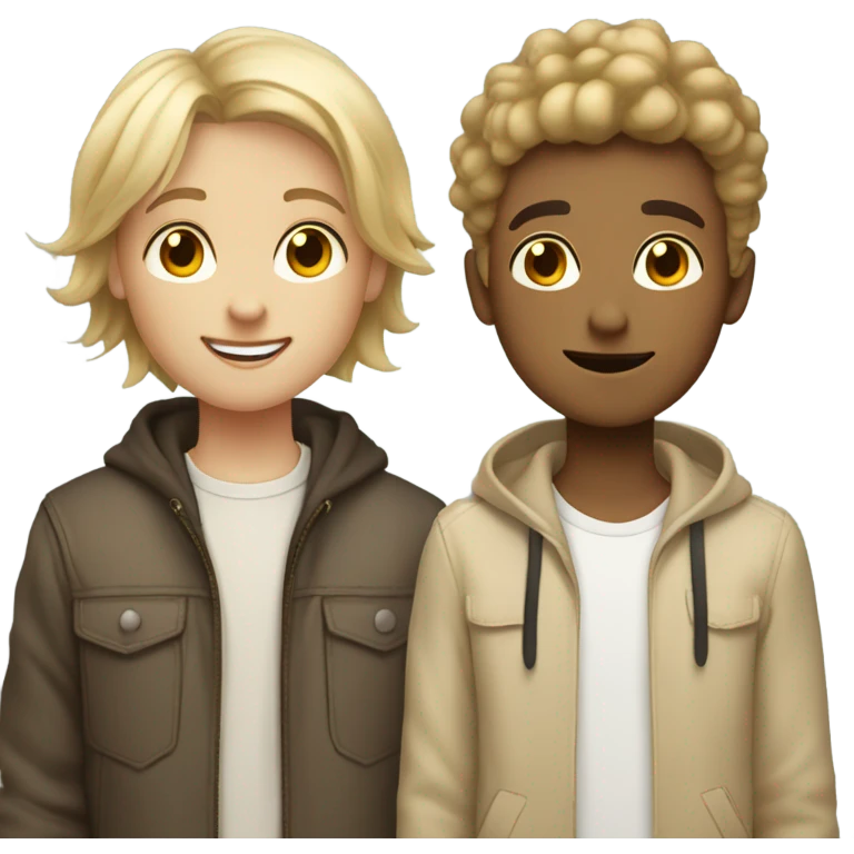 group of friends in style tan boy second girl pale , third boy pale emoji