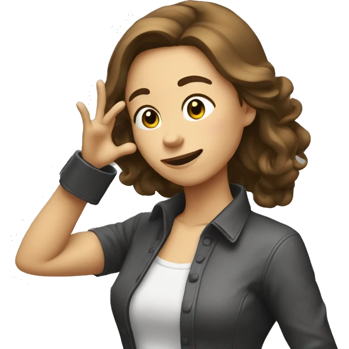 Femme blanche brune qui fait un dab emoji