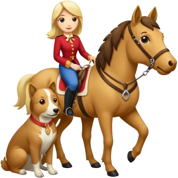 Ein Pferd ein Hund zwei Frauen essen Kekse  emoji