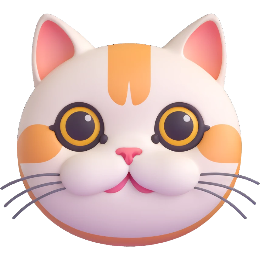 cute cat face, round and adorable emoji