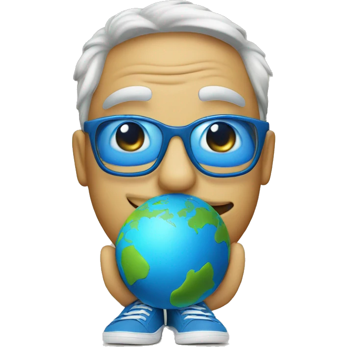 earth character with glasses and blue tenis shoes emoji