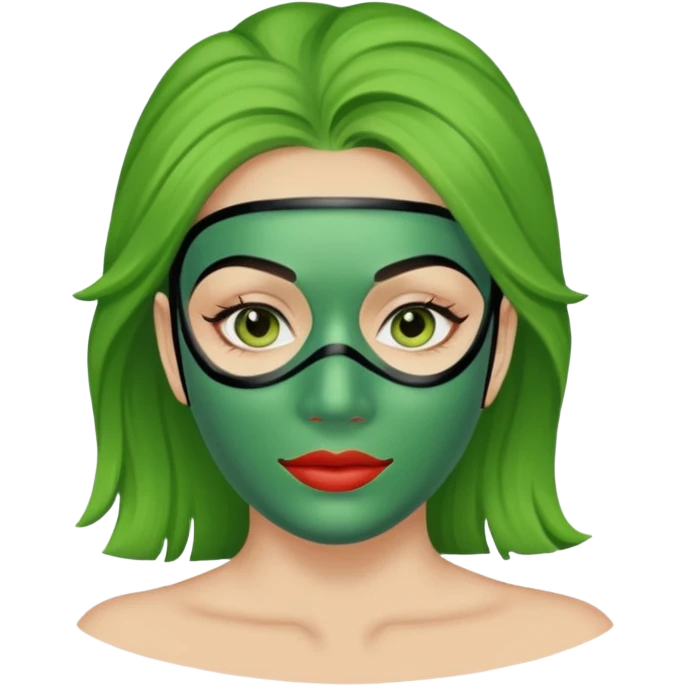 Mujer con una mascarilla verde  emoji