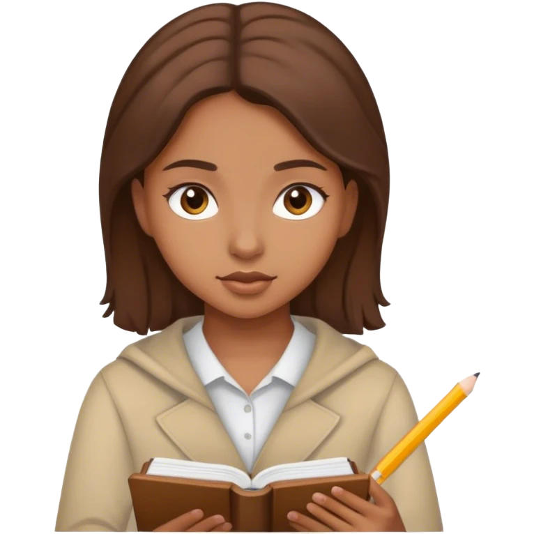 Brown girl brown hair studying  emoji