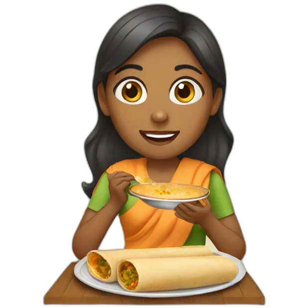 Girl eating dosa emoji