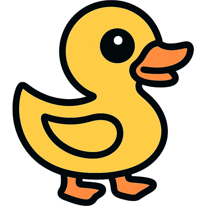 color outline icon of a duck inspired by the DuckDice logo emoji