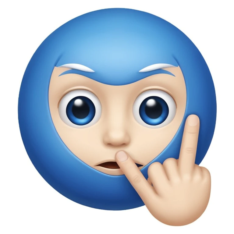 Blue ball emoji showing shut up finger on lips in attitude manners  emoji