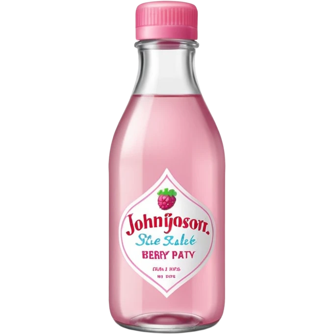 realistic Johnson and Johnson style bottle pink cap pink label clear bottle with aint no party like a berry party written on the logo with diddy logo emoji