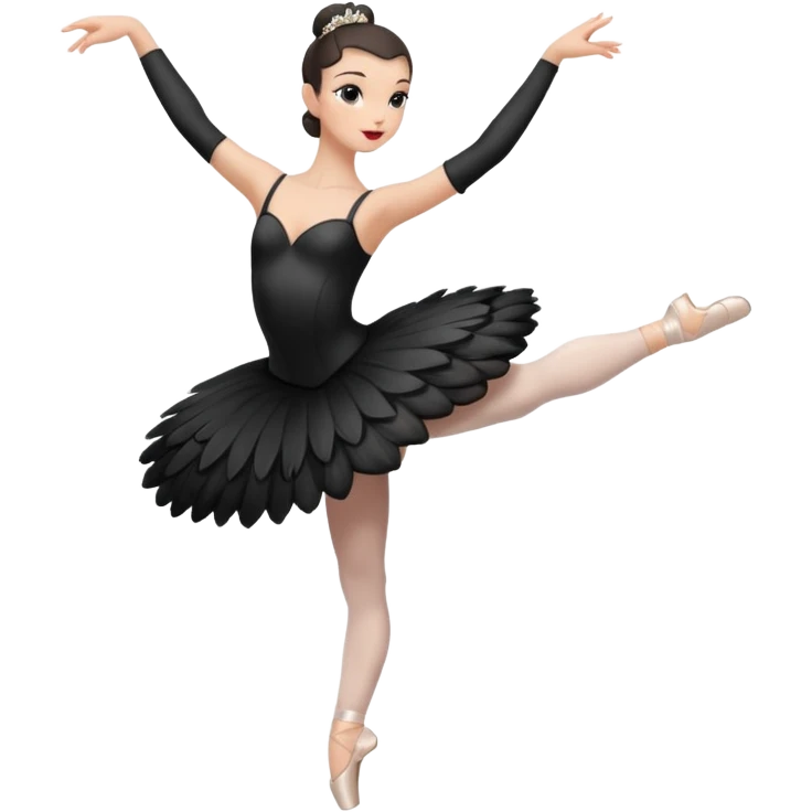 Black swan ballerina emoji from a far to see the whole body dancing with ballerina shoes emoji