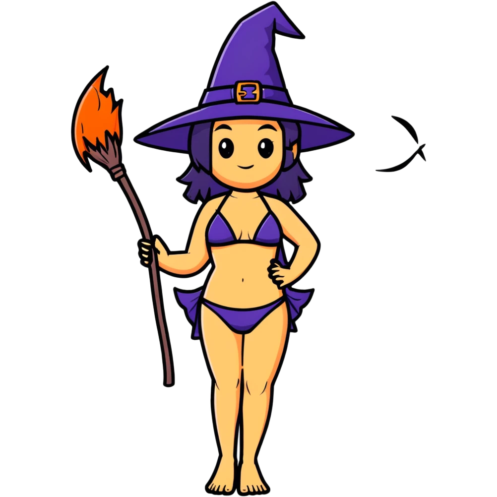 Full body green witch woman wearing bikini emoji