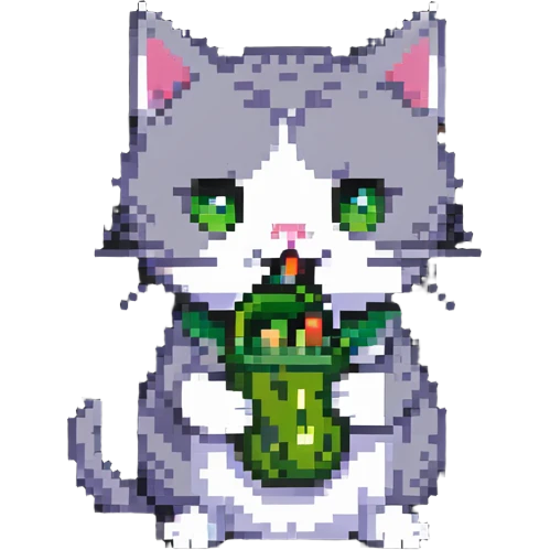 cat eating a pickle emoji