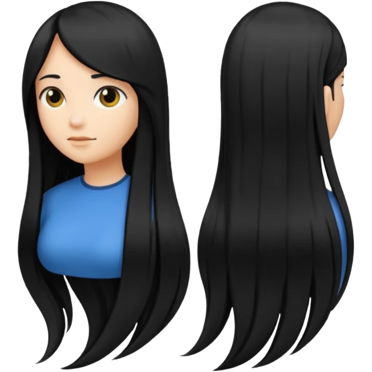back view of long black hair emoji
