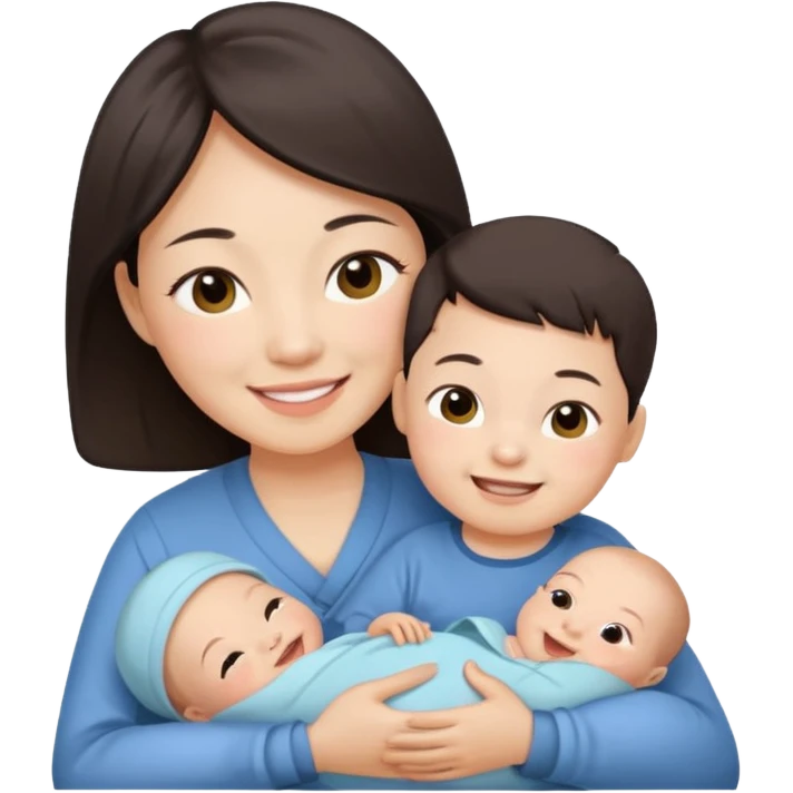Chinese mom with newborn boy emoji
