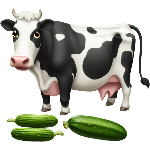 Cow eating big pickle emoji