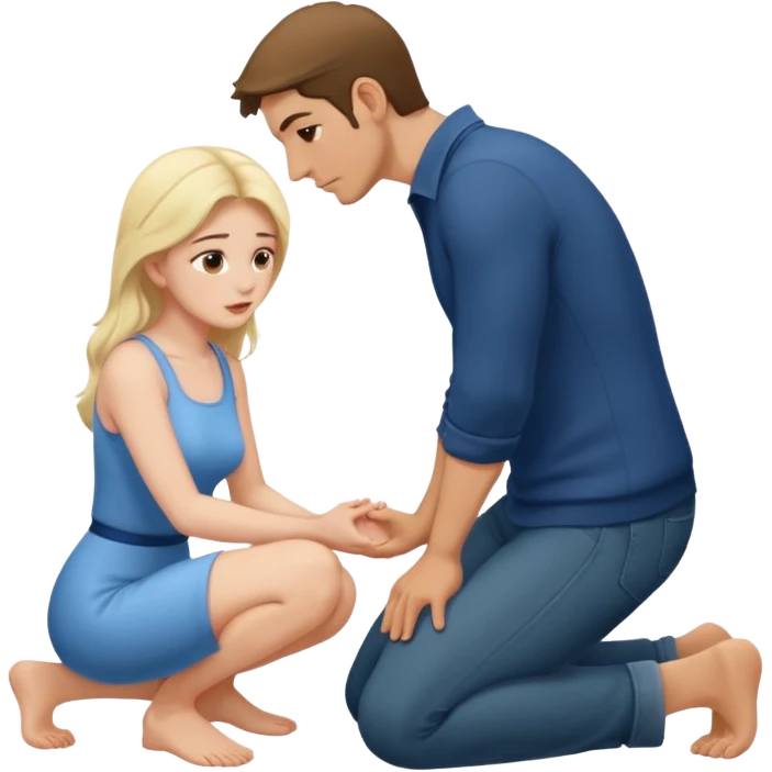 Man on knees facing woman  emoji