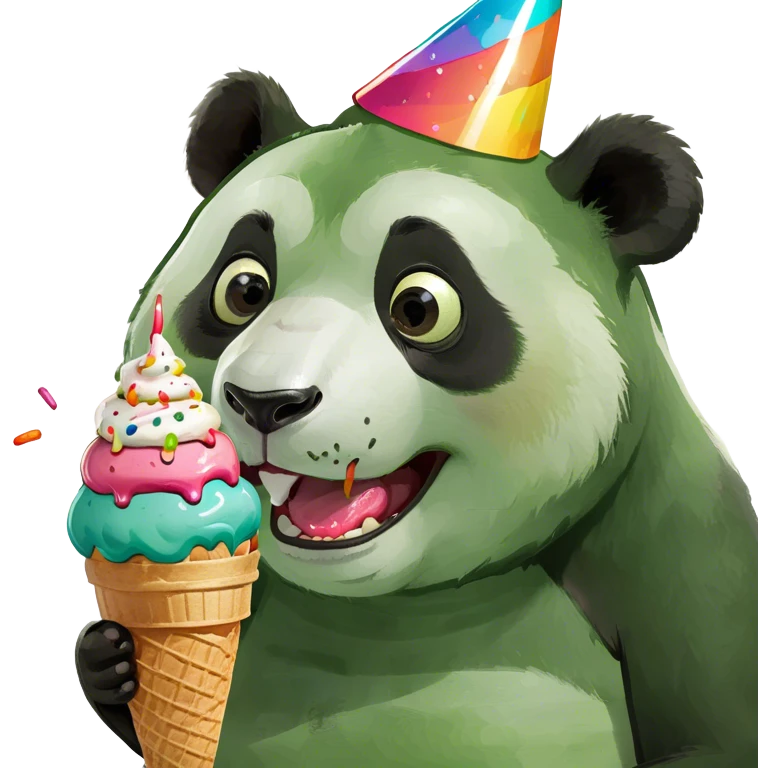 Panda eating ice cream emoji