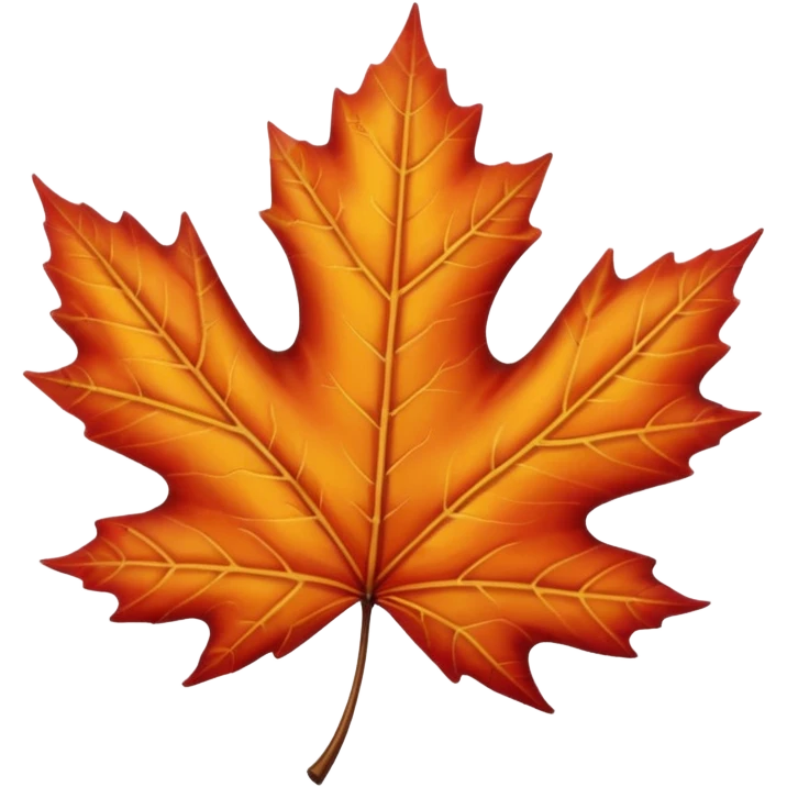 realistic single maple leaf, vibrant autumn colors, isolated on white background, high detail, soft natural lighting, no text, no watermark --ar 1:1 --v 6
 emoji