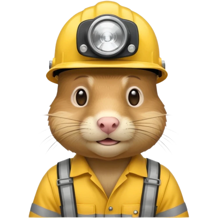 a mole rat, yellow helmet, headlamp, worker cloth emoji