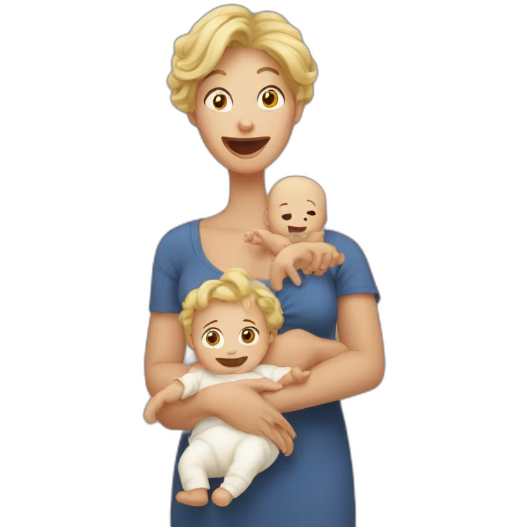 Crazy mother with baby emoji