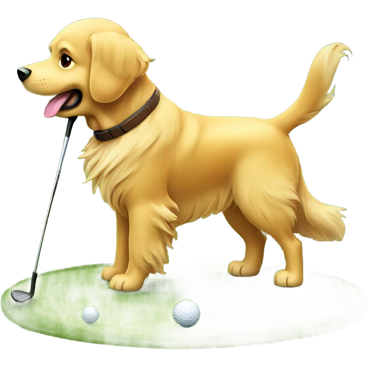 Golden retriever golfing emoji