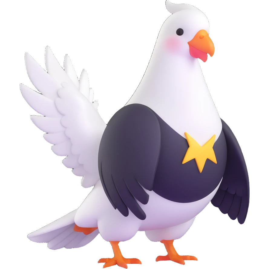 white pigeon wearing Flash costume emoji