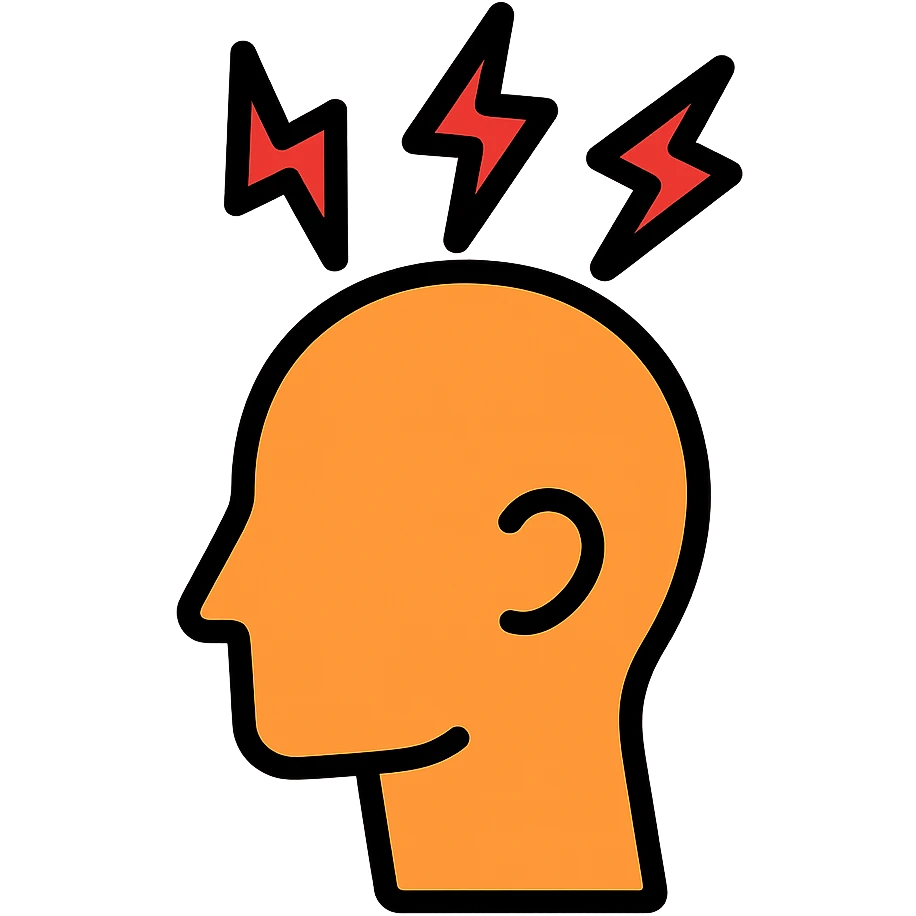 head with pain lines, headache symbol icon emoji