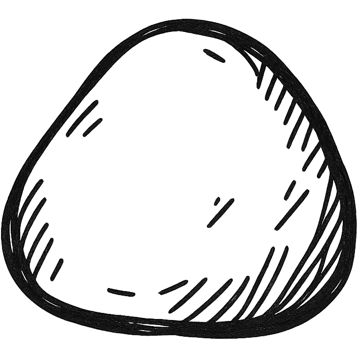 hand-drawn stone, sketchy lines, rough texture, black and white, hand drawn icon style emoji