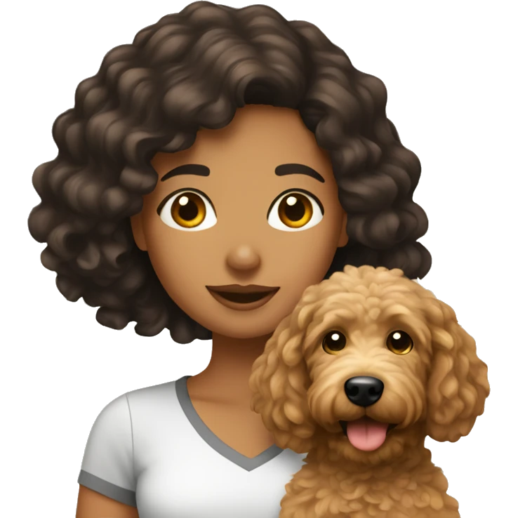 Latina girl with goldendoodle emoji