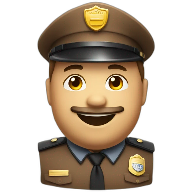 cute brown fat security guard smile emoji