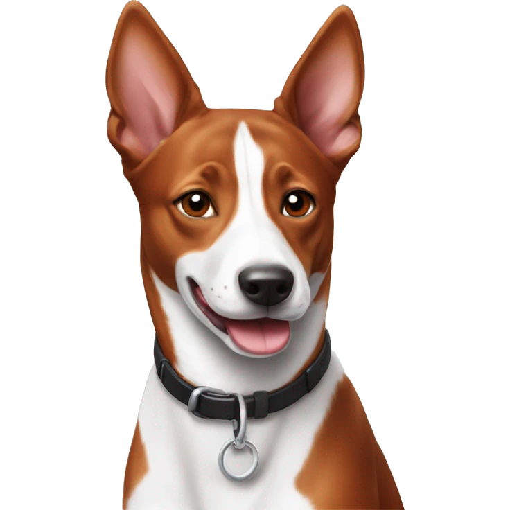 Happy basenji dog in red and white color emoji