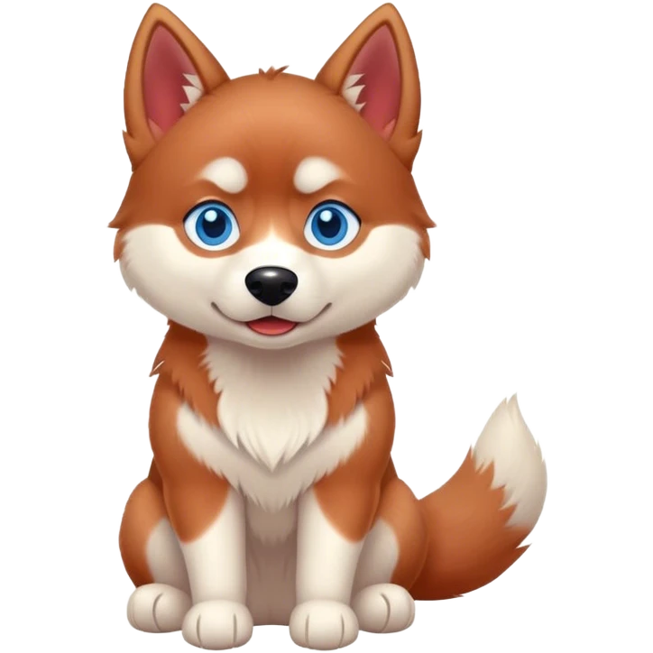 Cute, Disney-style red Siberian husky with blue eyes, sitting emoji