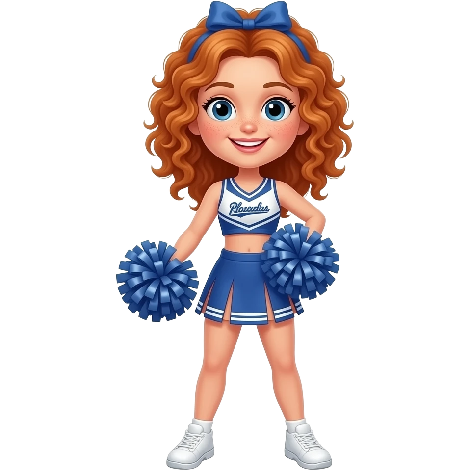 Fille rousse bouclés tâches de rousseur Cheerleading emoji