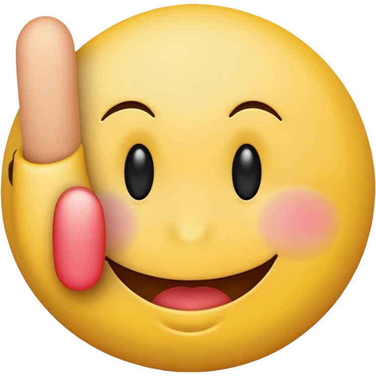 blushing smiley face emoji with a middle finger in the bottom right corner emoji