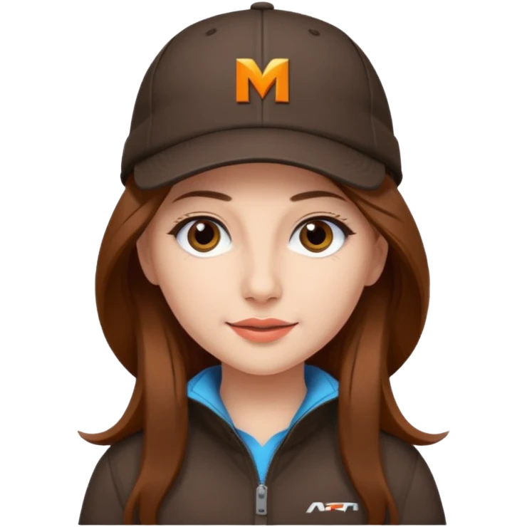 dziewczyna w długich brązowych włosach z czapką mclarena f1 emoji