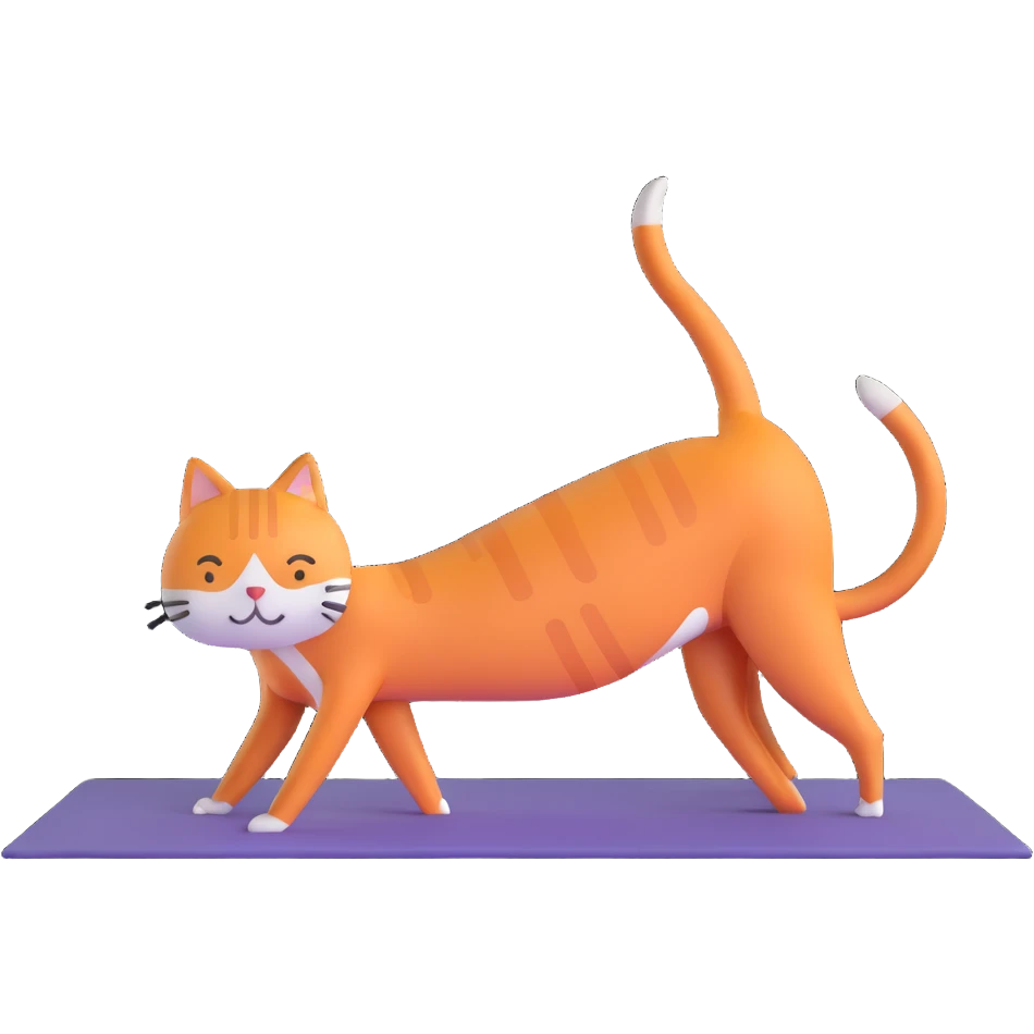 cat in downward dog yoga pose, triangle pose with raised hips emoji