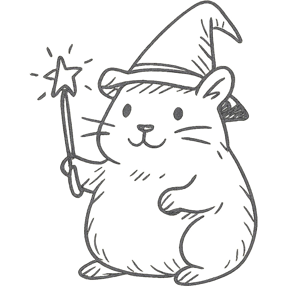 A magical hamster with a wizard hat and wand emoji