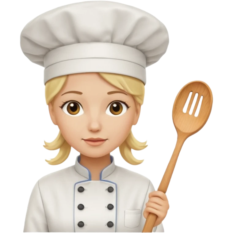 Mujer rubia cocinera con el fondo blanco emoji