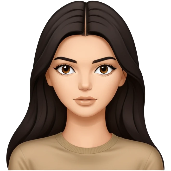 Kendall Jenner, fashion model, long dark hair emoji