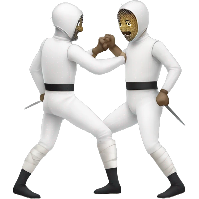 Two men in a appendage fencing match. Their arms and legs are still, but they can still battle emoji