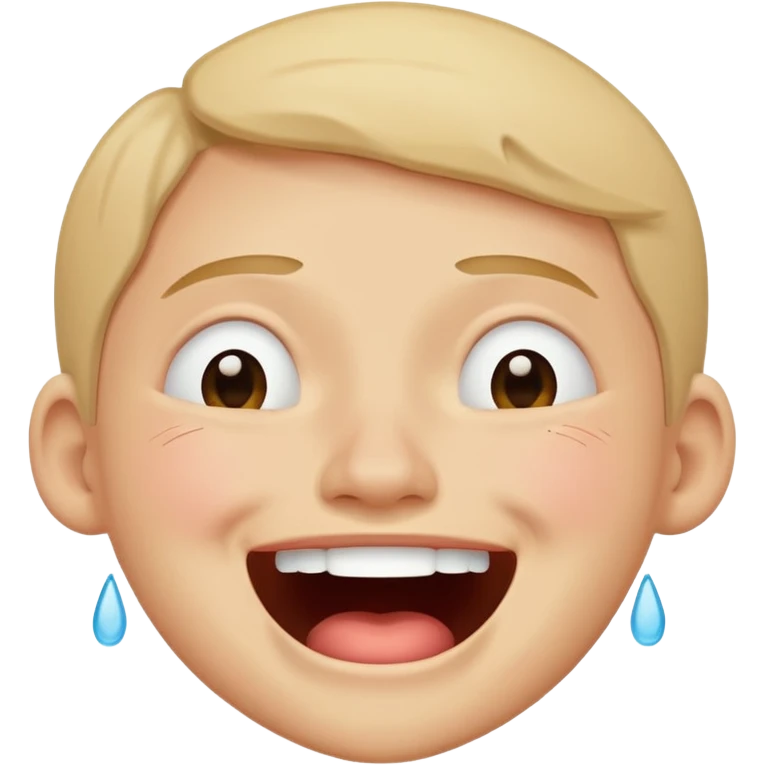 laughing with tears face  but looks exhausted and crazy emoji