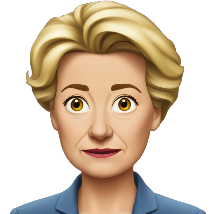 photorealistic Ursula von der Leyen sad emoji