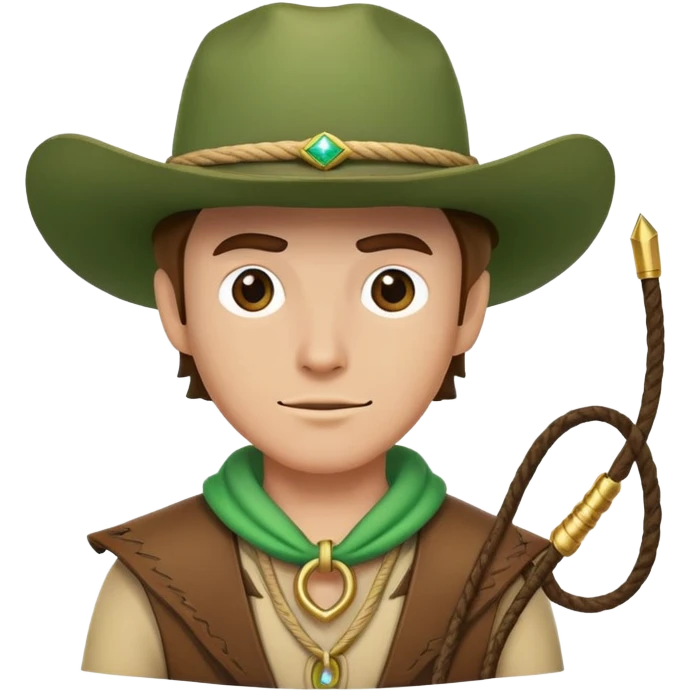Cowboy character wearing a green hat with a lasso emoji