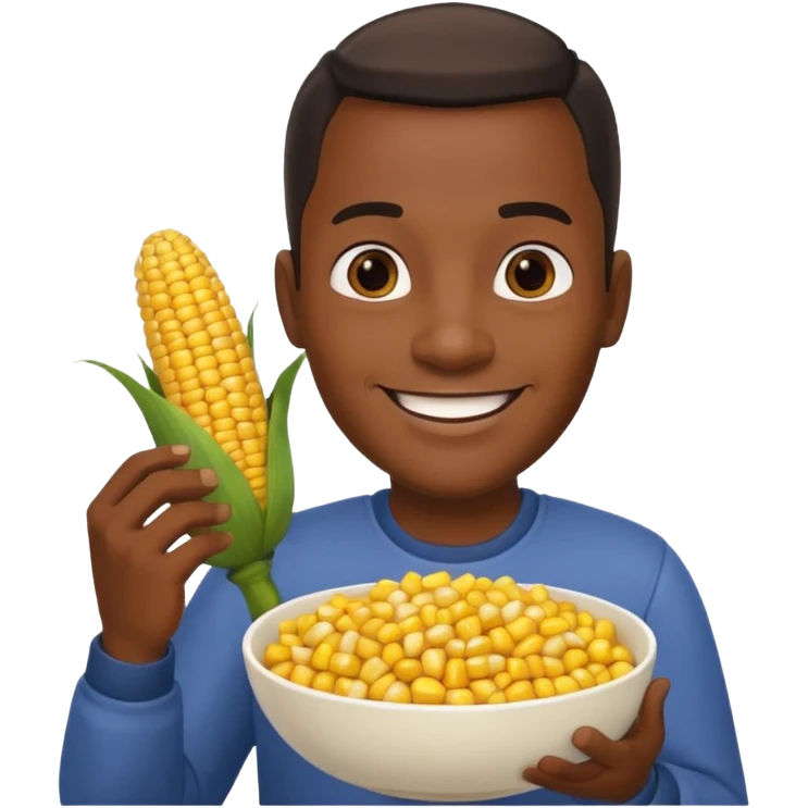 BLACK MAN HOLDING AN COOK CORN BOWL emoji