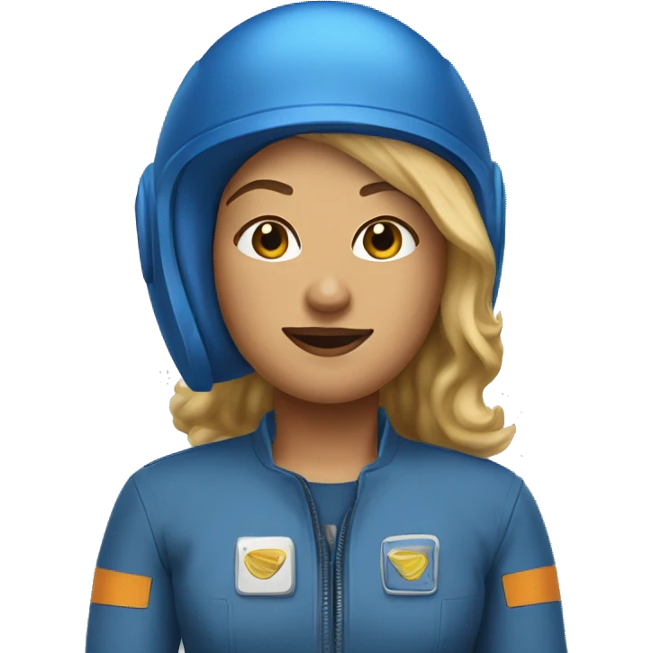 Honey blonde woman in blue helmet and blue flight jumpsuit  emoji